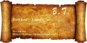 Bekker Tamás névjegykártya